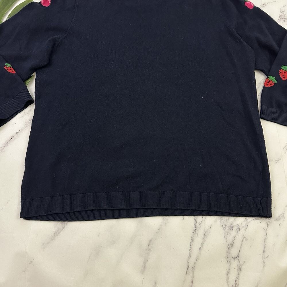 Talbots Fruit Print Knit Pullover Sweater Size L Blue Banana Cherry Strawberry - Picture 12 of 12